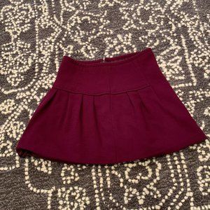 Tibi Y2K Burgundy Pleated Wool Mini Skirt, Size 4